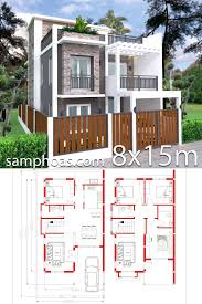 Home Design Plan 7x11m Plot 8x15 With 4 Bedrooms Samphoas Plansearch House Construction Plan House Layout Plans Architectural House Plans
