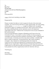 Two marketing cover letter samples: Entry Level Marketing Templates At Allbusinesstemplates Com