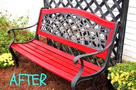A Budget Friendly Garden Makeover Small Garden Bench Painted Benches Garden Makeover