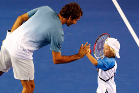 Roger federer couldn't stop laughing but a fellow tennis player didn't see the funny side when the swiss star nailed him with a low. Roger Federer Plays Tennis With One Of His Sons