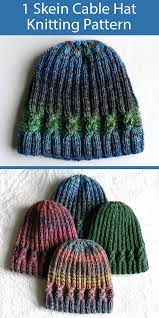 Knitting Pattern For One Skein Cable Beanie Hat Yarn Hats Hat Knitting Patterns Knitted Hats