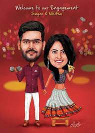 Caricature Standy For Engagement Party Weddingpreparationpeople Modern Caricature Wedding Invitations Creative Wedding Invitations Wedding Party Invites