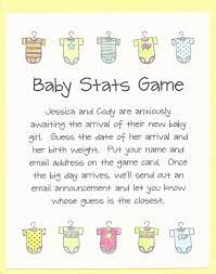 Baby Stats Shower Game Baby Email Announcement Game Guess Etsy Baby Shower Funny Simple Baby Shower Funny Baby Shower Games