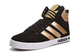 Black And Gold Adidas High Tops Adsneakers Com Adidas Adidas Tops Adidas Sneakers