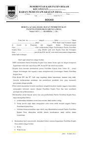 Berita acara pemilihan ketua rt. Contoh Surat Berita Acara Hasil Pemilihan Ketua Rt Contoh Surat