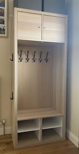 Combining 2 Kallax For A Super Useful Hallway Unit Ikea Hackers Ikea Hallway Hallway Furniture Storage Hallway Unit