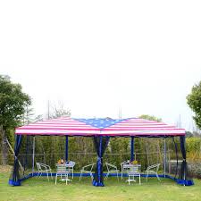 Canopy tent dual feather flag package. Outsunny American Flag 10 X 20 Pop Up Party Tent Gazebo W Mesh Walls On Sale Overstock 18004871