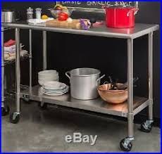 Stainless Steel Prep Table Kitchen Work Food Cart Island Rolling Garage Utility Stainless Steel Table Stainless Steel Work Table Steel Table