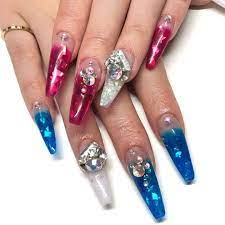 ネイル新しくした 夏 夏ネイル スカルプ ギャル ギャルネイル 海 夜職 すすきの ガールズバー nail pink blue pinknail gal