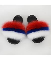 È composta da un tricolore orizzontale in bianco (alto), blu e rosso, con sovraimposto lo stemma nazionale. Bandiera Della Slovacchia Donna Vera Pelliccia Di Volpe Pantofole Fluffy Raccon Fur Slide Summer Beach Sandals Ladies