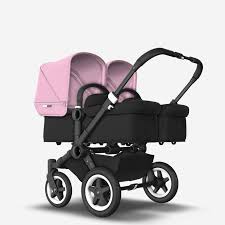 Bugaboo Donkey 2 Twin Seat And Bassinet Stroller Soft Pink Sun Canopy Black Fabrics Black Chassis Bugaboo Us