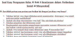 Contoh soal sosiologi xi tentang masalah sosial beserta kunci jawabannya hots pilihan ganda essay. Soal Esay Pengayaan Kelas Xi Bab 3 Kesetaraan Dalam Perbedaan Sosial Di Masyarakat Smart Sosiologi
