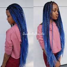 Small Black And Blue Box Braids Blue Ombre Box Braids Follow Me On Instagram Braids By Brandis Hair Styles Ombre Hair Color Box Braids Hairstyles