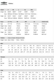 Umbro Size Guide