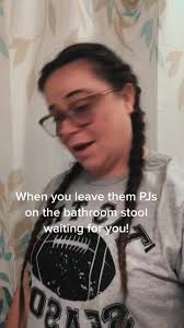I can’t be the only person who does this lol. Also peep the unhooked shower  curtain because kids 😅 #pajamas #comfypjs #sahm