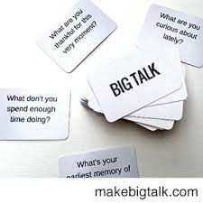 Players take turns asking each other questions in english. Big Talk Question Card Game Playing Cards Big Talk Big Talk Questions Question Cards