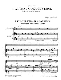 I play alto sax and want the exact music to be able to play along with the originally recorded version (in the correct key!). Tableaux De Provence From Maurice Paule Buy Now In Stretta Sheet Music Shop