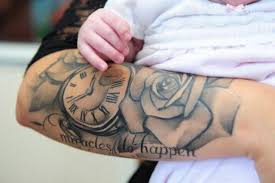 Designs can be black and white, all black, or every color of the rainbow for a beautiful watercolor affect. 22 Baby Tattoo Ideas For Moms And Dads Styleoholic