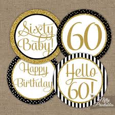 Black And Gold Cupcake Toppers 60th Birthday Cupcake Toppers Black Gold Glitter Birthday Party Decorations Printable Instant Download 60 Years Old Elegant Decor Bgl 50th Birthday Cupcakes 40th Birthday Cupcakes 30th Birthday Cupcakes