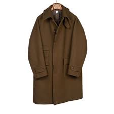 Kaptain Sunshine Traveller Coat In Medium Brown Super 140s Double Cloth Melton Wool No Man Walks Alone Coat Melton Menswear