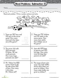 Worksheets Word Problem Fun 3 Digit Subtraction At The Game Subtraction Word Problems Word Problem Fun Addition Word Problems