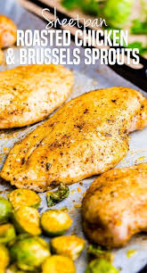 Sheet Pan Roasted Brussels Sprouts And Chicken Easy Peasy Meals Recipe Sheet Pan Dinners Chicken Recipes Sprout Recipes