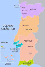 4 mapa turístico de portugal. Mapa De Las Regiones Y Ciudades De Portugal