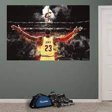 Lebron James Mural Wall Decal Shop Fathead For Cleveland Cavaliers Decor Boys Room Mural Basketball Themed Bedroom Sports Wall Decor