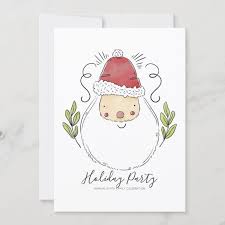 Santa In Watercolor Holiday Party Invitation Zazzle Com Hand Drawn Christmas Cards Holiday Design Card Christmas Card Crafts