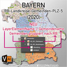 Inhalt welche regierungsbezirke sind das? Bayern Vektorkarte Gemeinden Landkreise Postleitzahlen Plz 5 Grebemaps