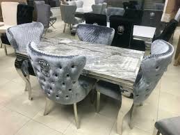 Shop the velvet dining chairs collection on chairish, home of the best vintage and used furniture, decor and art. Wide Grey Velvet And Chrome Dining Chair With Lion Ring Knocker Beau Interiors