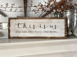 This Is Us Wood Sign Handcrafted Wooden Sign Farmhouse Style Fixer Upper Style By Theweatheredplanks On Etsy Home Decor Decor Home Decor Paintings