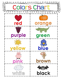 Freebie Color Chart Colors Kindergarten Colors