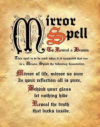 Mirror Spell To Reveal A Demon Charmbookofshadows Charmed Witches Wicca Pagan Spells Bookofsha Witch Spell Book Wiccan Spell Book Witchcraft Spell Books