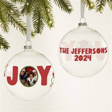 Joy Personalized Photo Glass Bulb Ornament