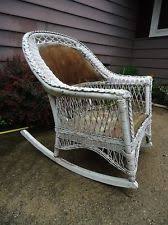 Vintage 1930 S Wicker Rattan Wood Patio Rocker Chair Rocking Spring Seat Vintage Wicker Furniture Vintage Rocking Chair Wicker Rocker