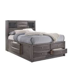 A king storage bedroom set with a minimal panel headboard evokes a modern feel. Emily Grey King Storage Bed Discount Direct Furniture