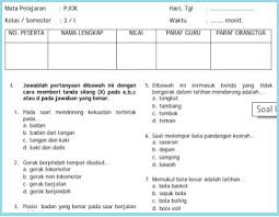 Soal Uas Pjok Kelas 3 Semester 1 Dan Kunci Jawaban Tahun Pelajaran 2018 2019 Rpp Kurtilas Sd