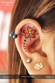 Beautiful Ear Tattoo By Aaryan At Aaryan S Tattoos Ahmedabad Call Whatsapp 9099801171 For Appointments Available Ear Piercings Ear Tattoo Inner Ear Tattoo