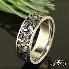 Palladium Engraved Band Hand Engraved Wedding Ring Jewelry Rings For Men