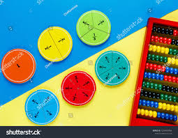 Colorful Math Fractions On The Yellow And Blue Bright Backgrounds Interesting Math For Kids Education Back To Math Fractions Bright Background Math For Kids