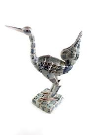 lime hong thai swan doll decorated with antique blue white tiles by local craftsman ต กตาร ปหงส ประด บกระเบ องบล แอนด ไวท โบราณโดยช างฝ ม อพ นถ น size