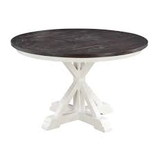 Merax dining table set, kitchen dining table set for 4, wood table and chairs set (cherry + white) 4.3 out of 5 stars 226. Wallace Bay Maddox Dark Bark And Distressed White 54 Round Dining Table With Round Plank Style Top And Trestle Base D510188