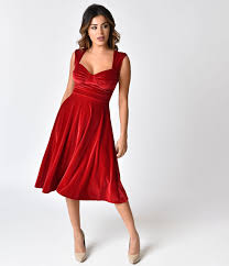 Vintage Christmas Dress Party Dresses Night Out Outfits Red Cocktail Dress Cocktail Dresses With Sleeves Sleeveless Swing Dress