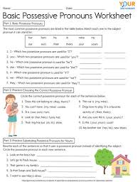 possessive pronouns exercises for kids free worksheet