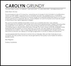University Lecturer Cover Letter Sample Cover Letter Templates Examples