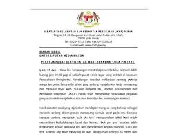 Jabatan tenaga kerja negeri ipoh. Mekanik Maut Jkkp Perak Ambil Tindakan Jika Langgar Undang Undang