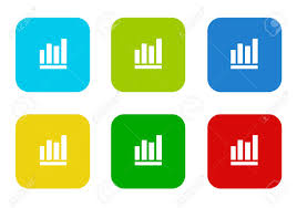 Set Of Rounded Square Colorful Flat Icons With Bar Chart Symbol