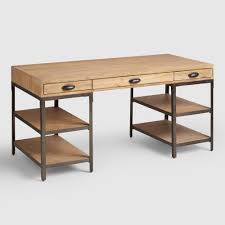 Crafted Of Hardwood With A Lightly Distressed Finish And Metal With Rivet Details Our Mixed Mater Holz Und Metall Hausburo Schreibtische Schreibtisch Zu Hause