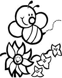 Bumblebee Happy Bumblebee And Flowers Coloring Page Bee Coloring Pages Butterfly Coloring Page Bee Printables